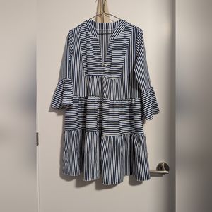 Women's Summer Short Dress Striped Single Button Front
